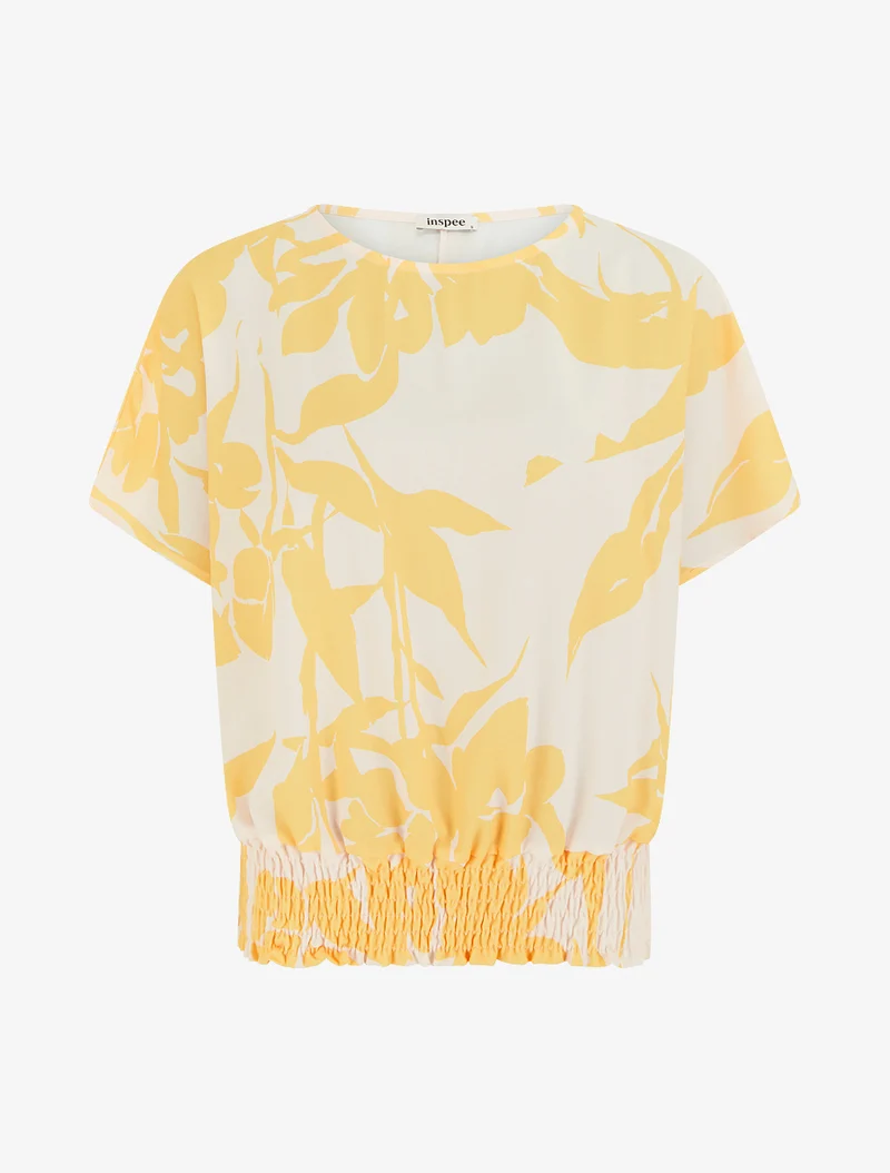 Top coupe boule imprimé floral - Jaune