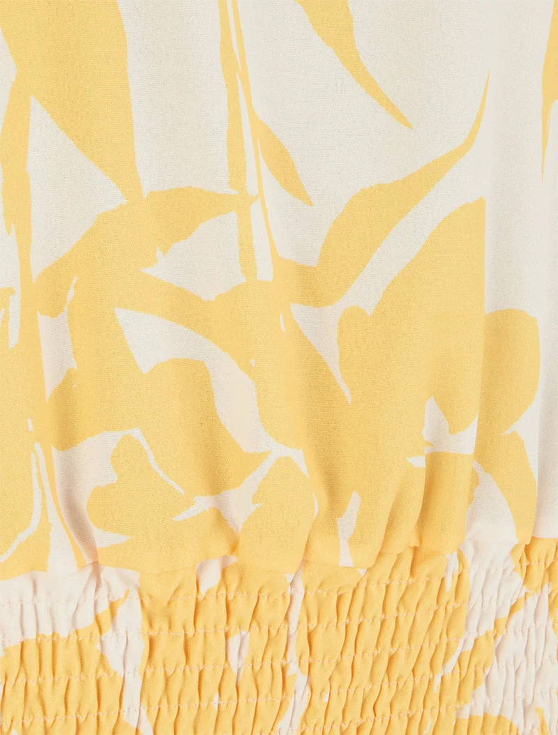 Top coupe boule imprimé floral - Jaune