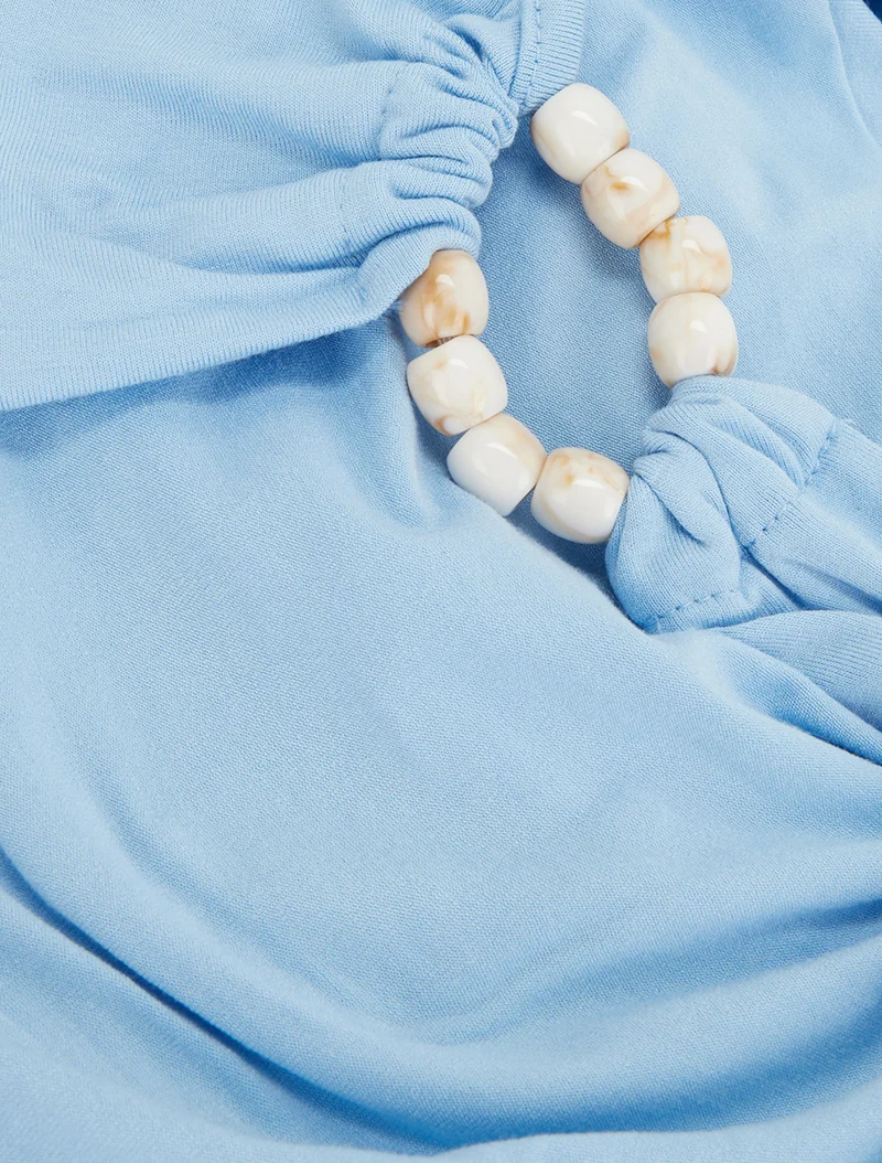 Top dos nu à perles - Bleu ciel