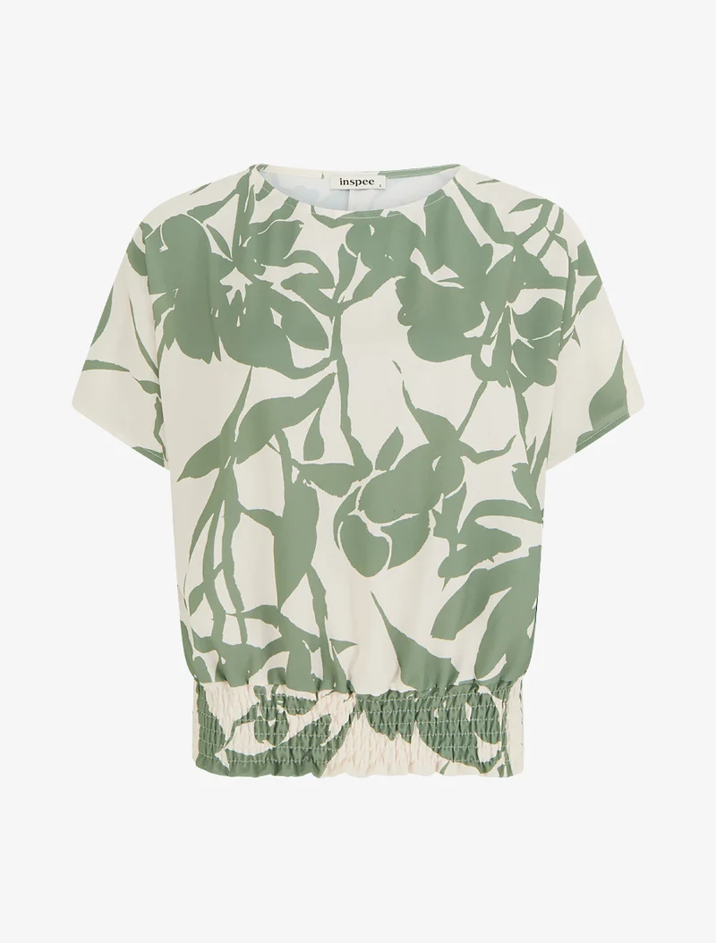Top coupe boule imprimé floral - Kaki