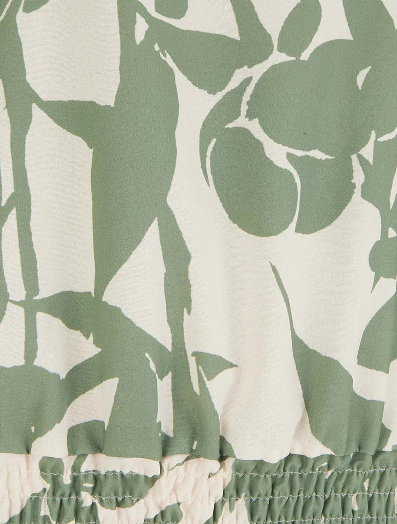Top coupe boule imprimé floral - Kaki