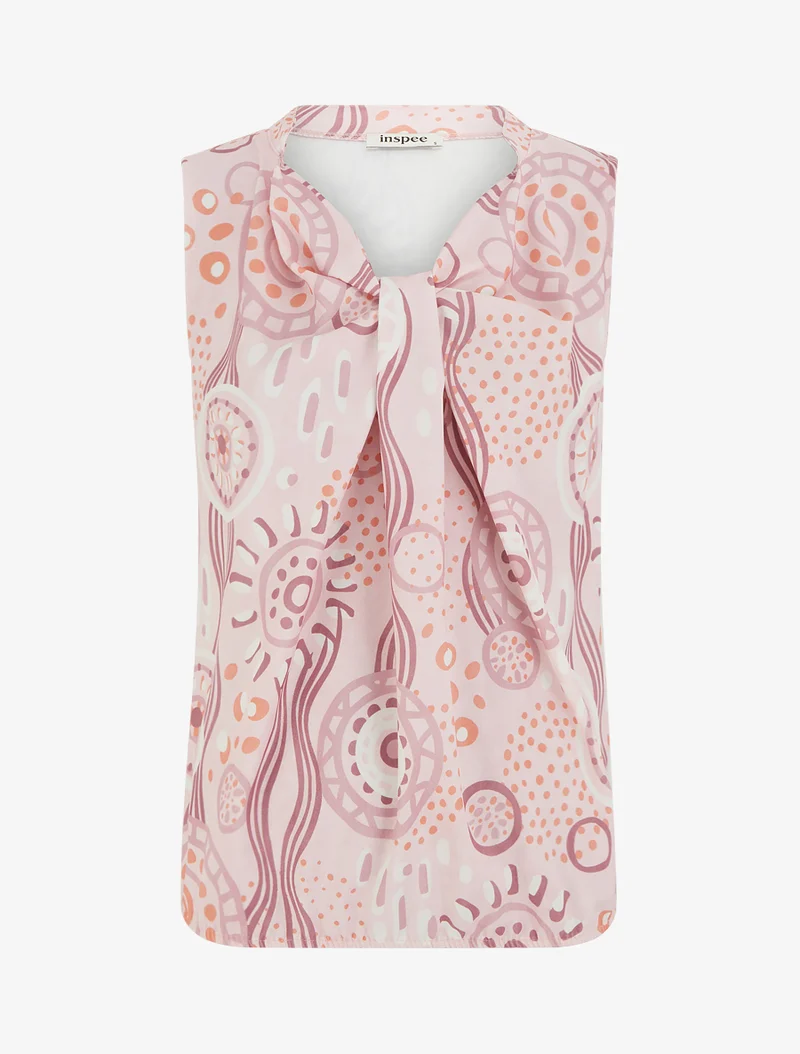 Top boule sans manches imprimé graphique - Rose