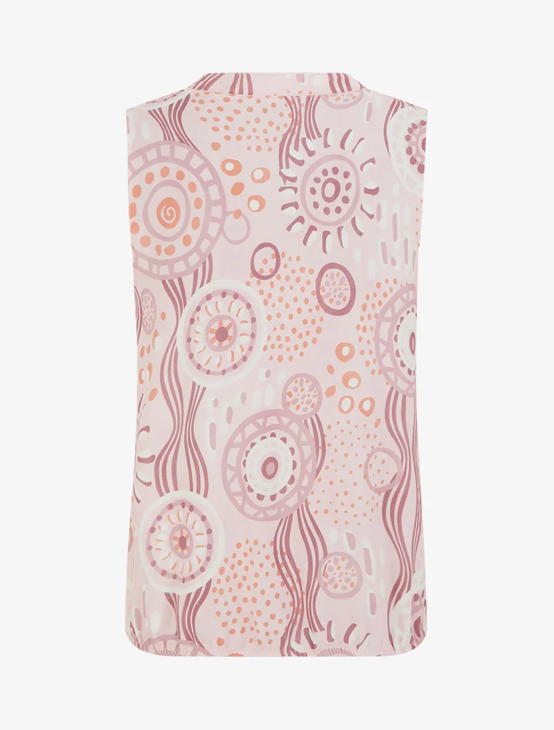 Top boule sans manches imprimé graphique - Rose
