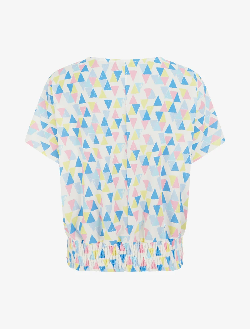 Top coupe boule imprimé triangles - Bleu ciel