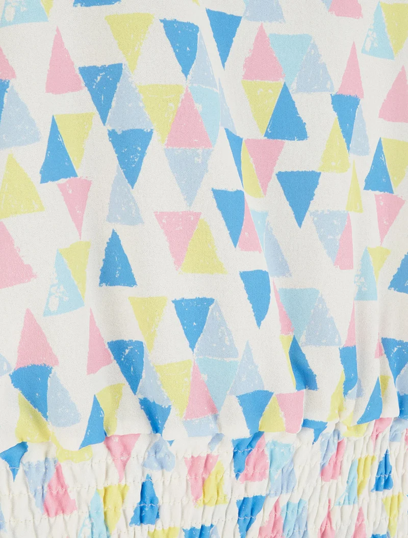 Top coupe boule imprimé triangles - Bleu ciel