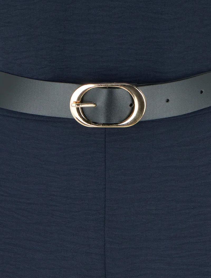 Combinaison unie à empiècement bijoux - Bleu nuit