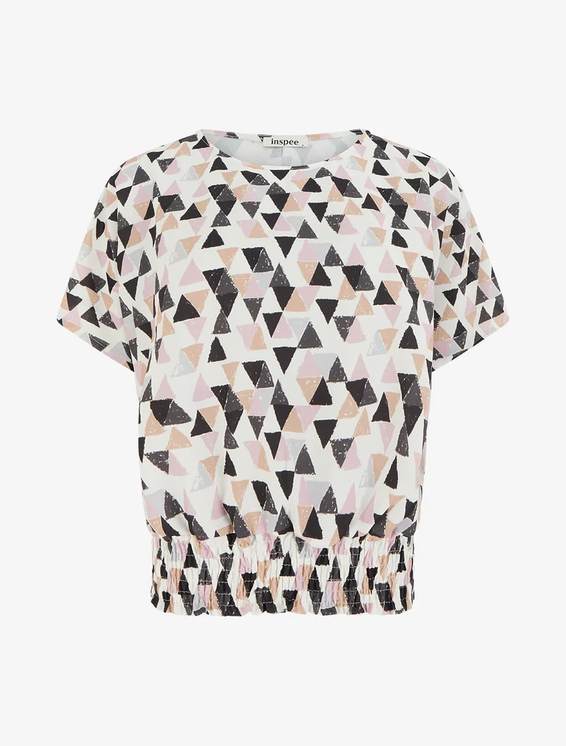 Top coupe boule imprimé triangles - Noir