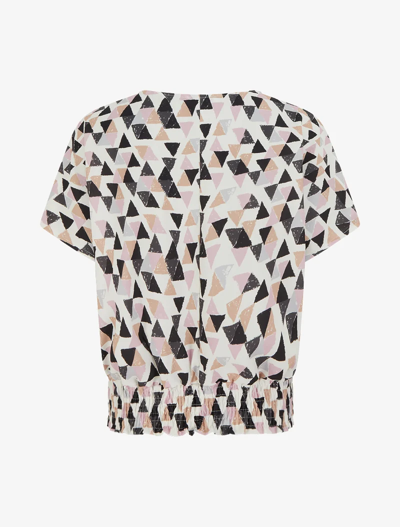Top coupe boule imprimé triangles - Noir