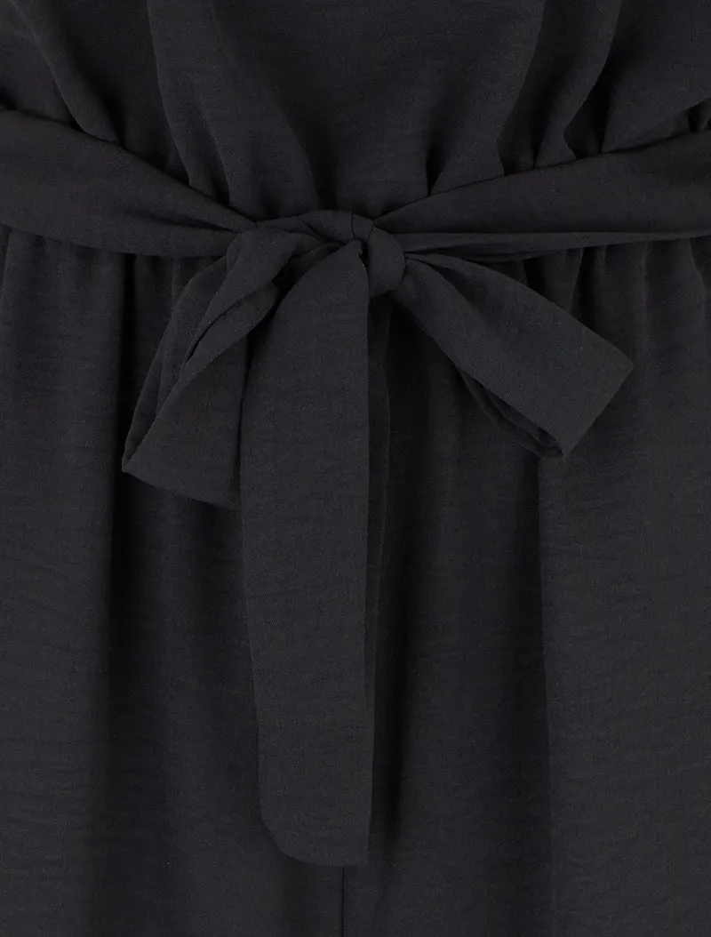 Combinaison ajourée à taille élastiquée - Noir