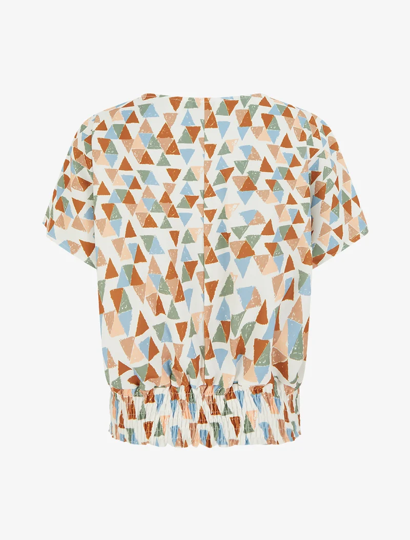 Top coupe boule imprimé triangles - Camel