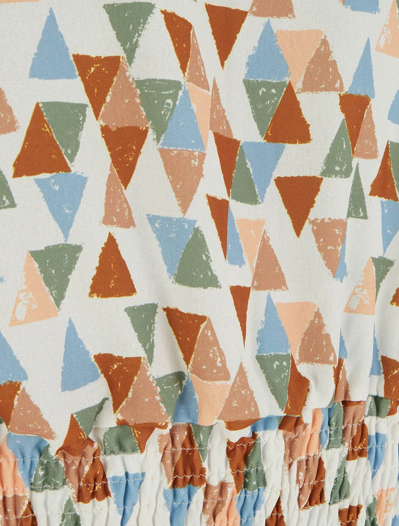 Top coupe boule imprimé triangles - Camel