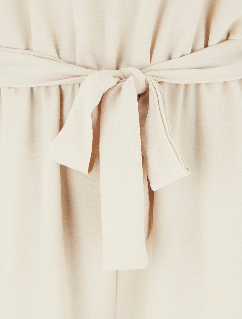 Combinaison ajourée à taille élastiquée - Beige