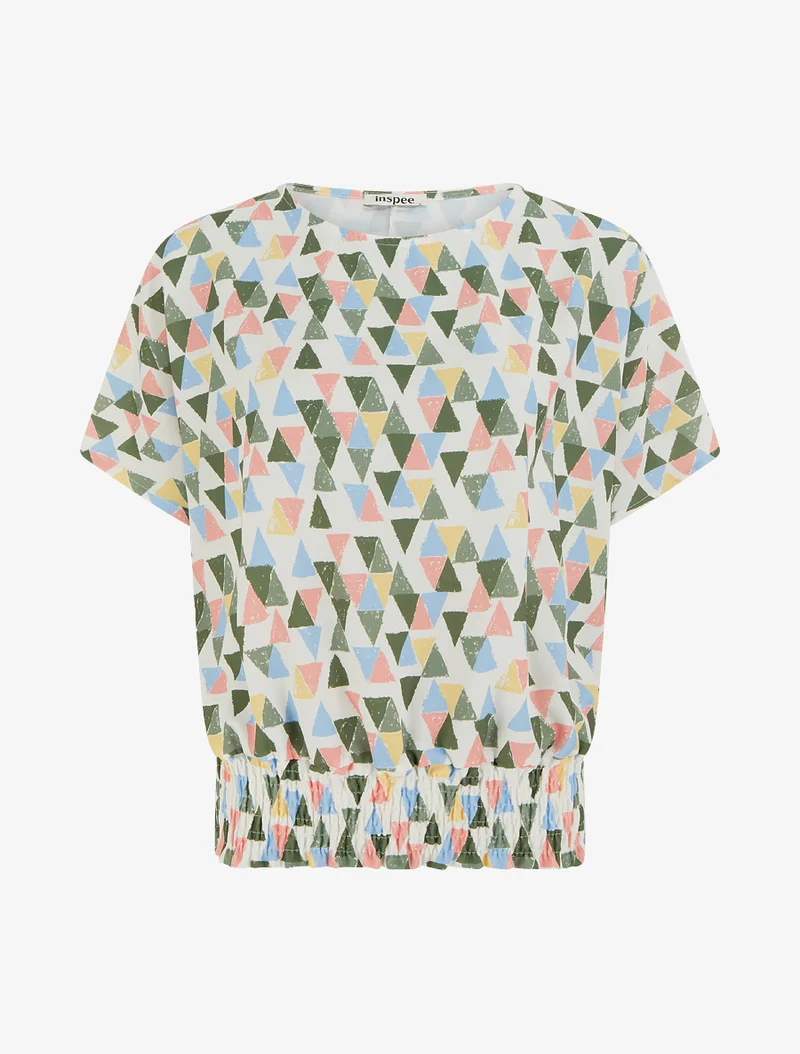 Top coupe boule imprimé triangles - Kaki