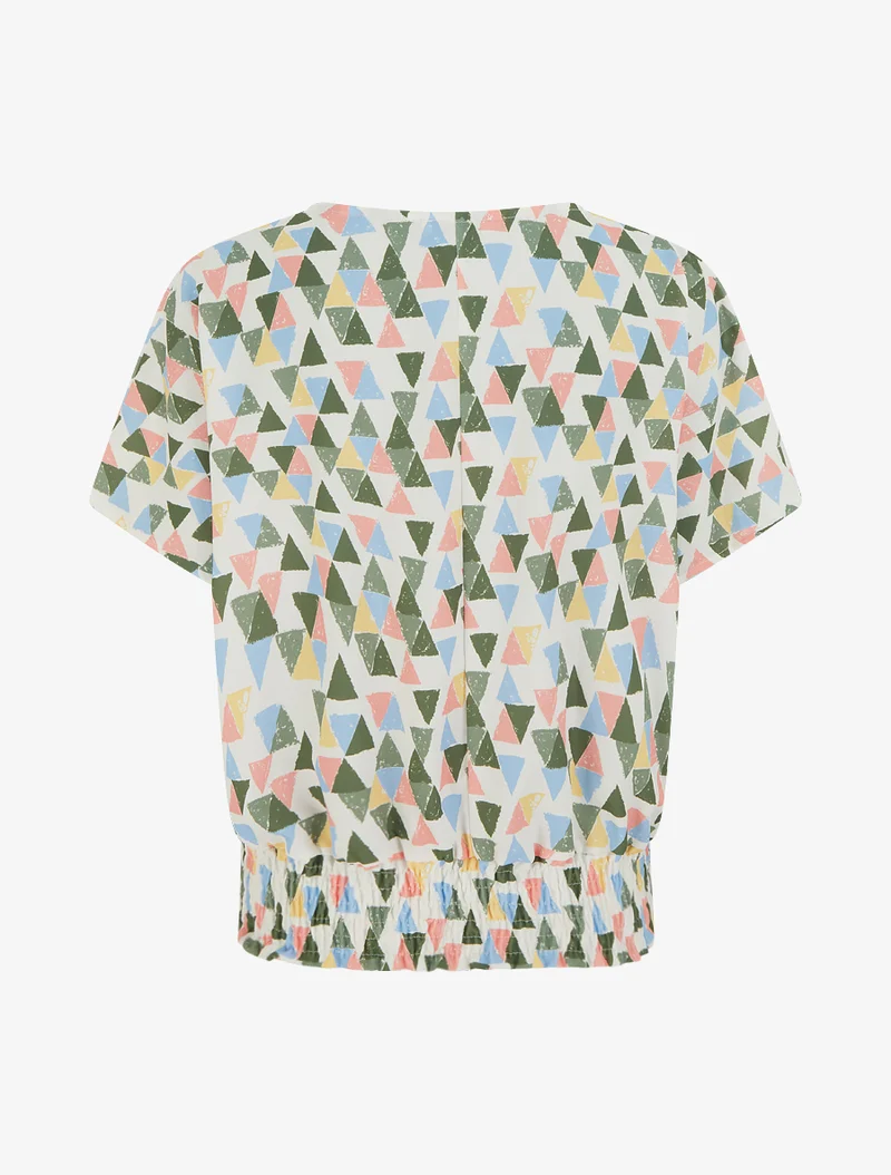 Top coupe boule imprimé triangles - Kaki