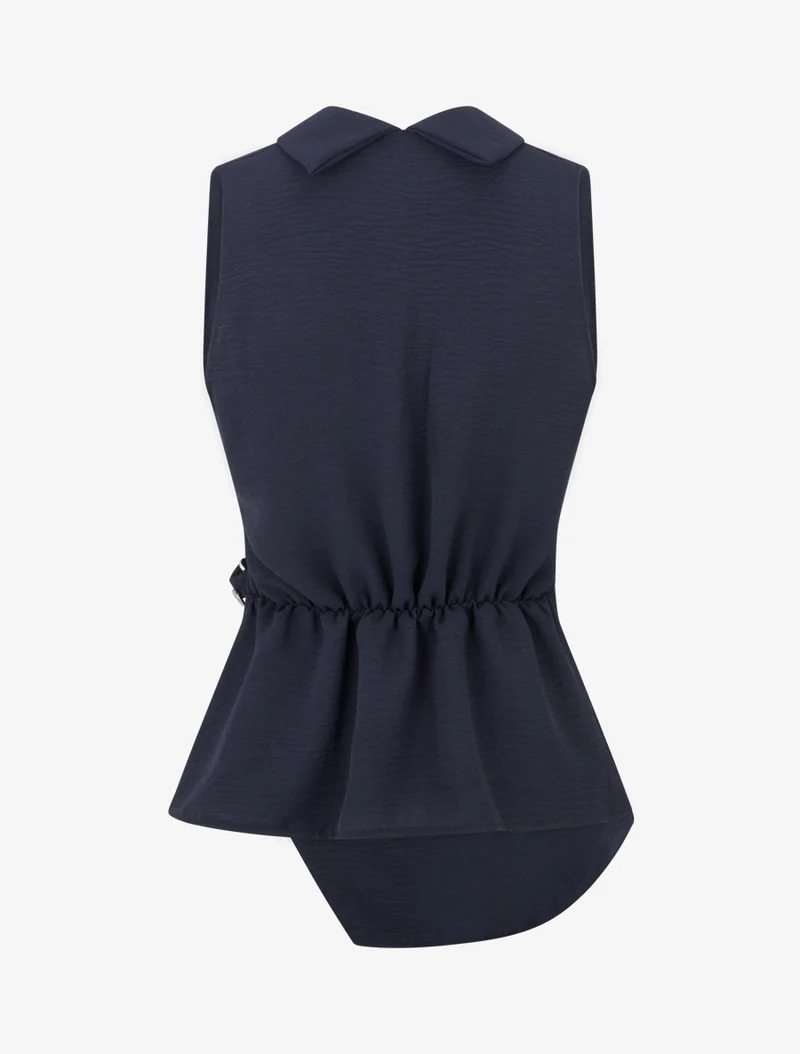Top sans manches drapé à boutons - Marine