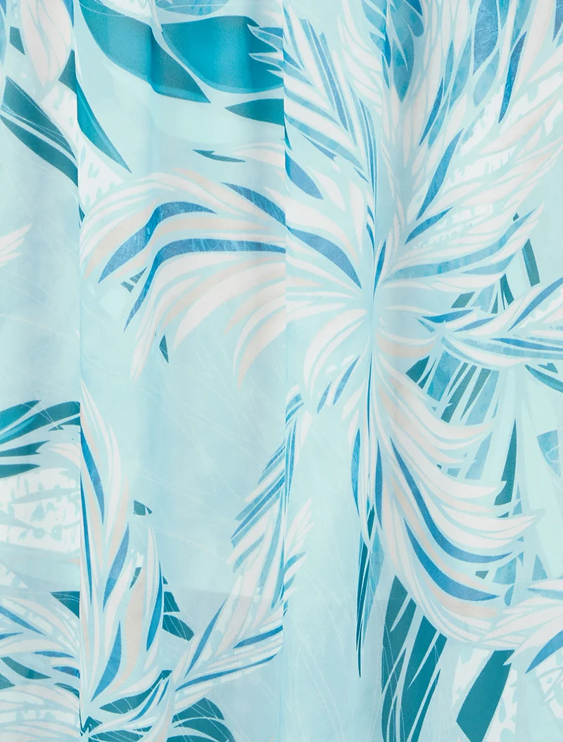 Jupe élastiquée à imprimé feuillage - Turquoise