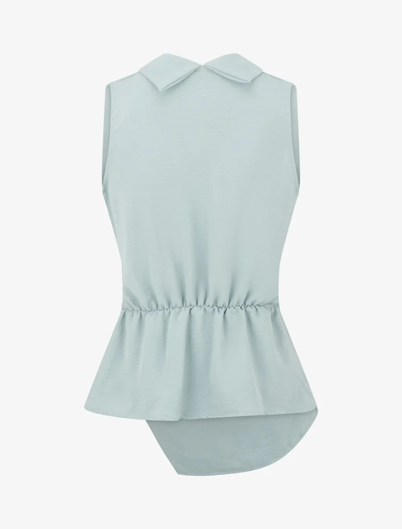 Top sans manches drapé à boutons - Vert d'eau