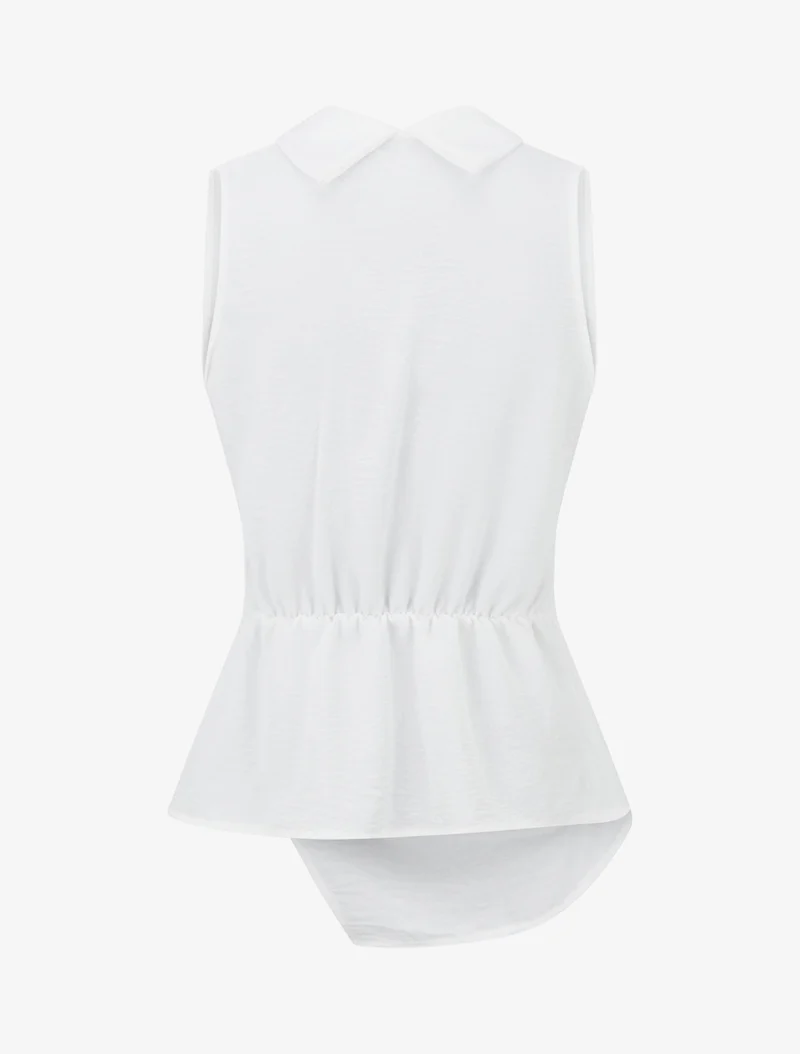 Top sans manches drapé à boutons - Blanc