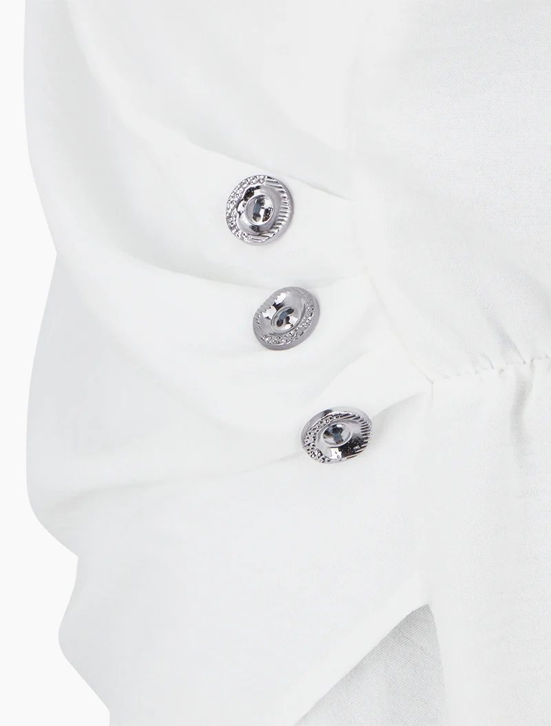 Top sans manches drapé à boutons - Blanc