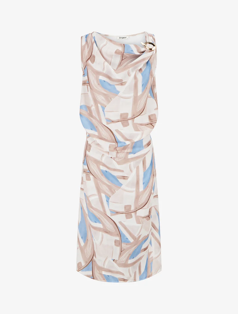 Robe droite à taille élastiquée - Beige