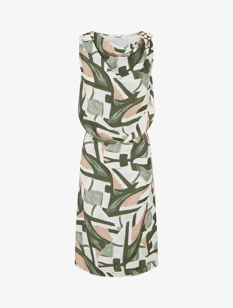 Robe droite à taille élastiquée - Kaki