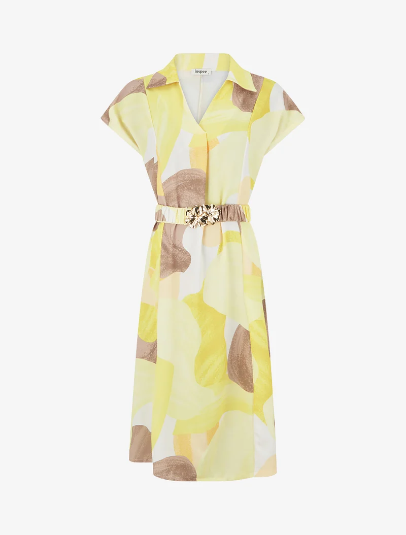 Robe droite ceinturée - Jaune