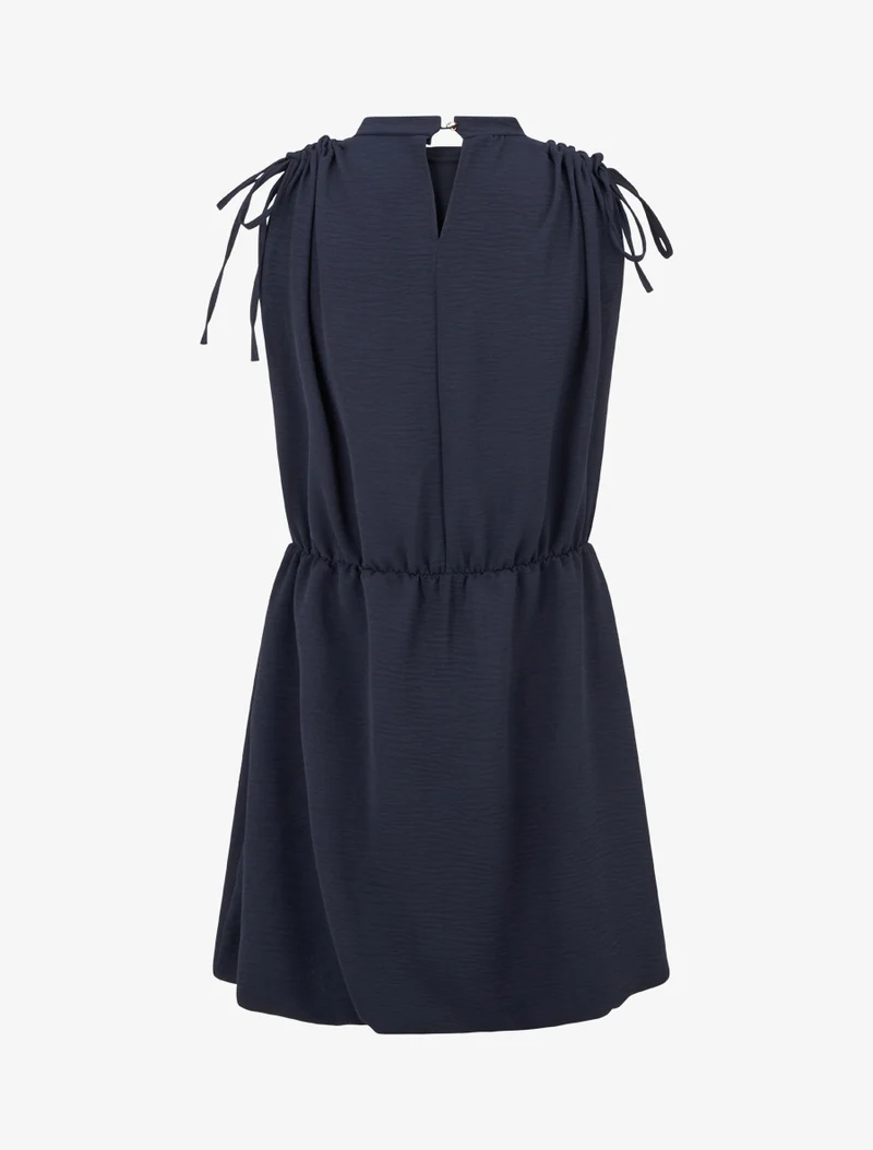 Robe évasée sans manches à épaules froncées - Marine