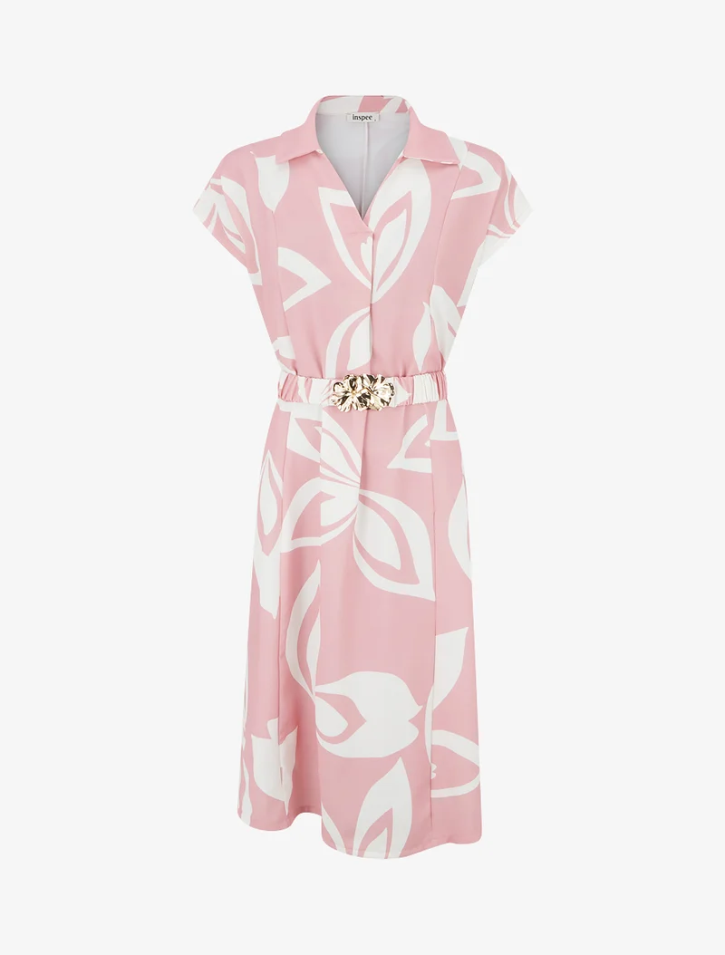 Robe droite ceinturée - Rose