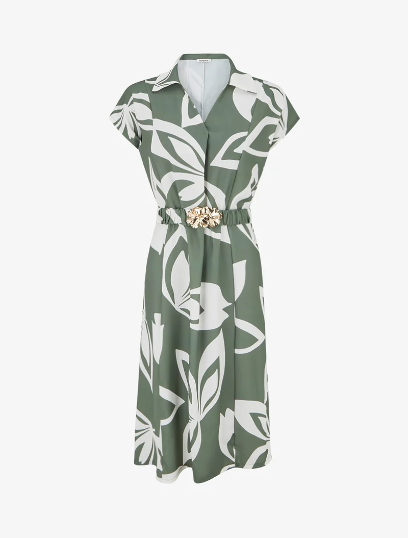 Robe droite ceinturée - Kaki