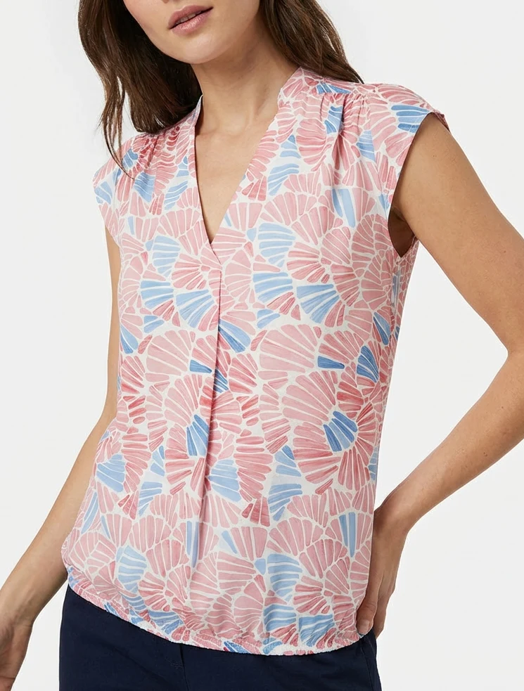 Top boule sans manches à imprimé mosaïque - Rose