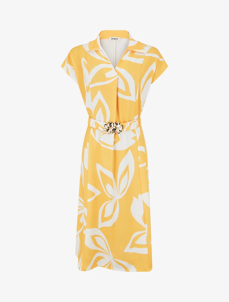 Robe droite ceinturée - Jaune