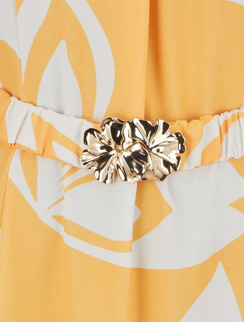 Robe droite ceinturée - Jaune