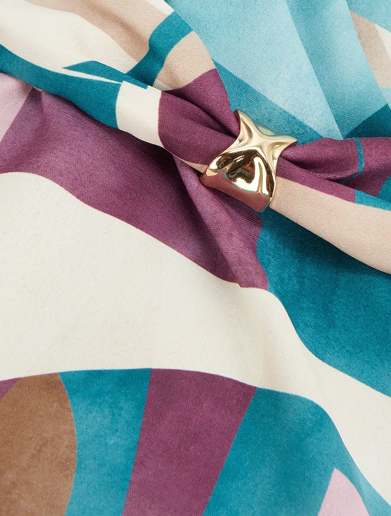 Top droit imprimé graphique à bretelles bijoux - Turquoise