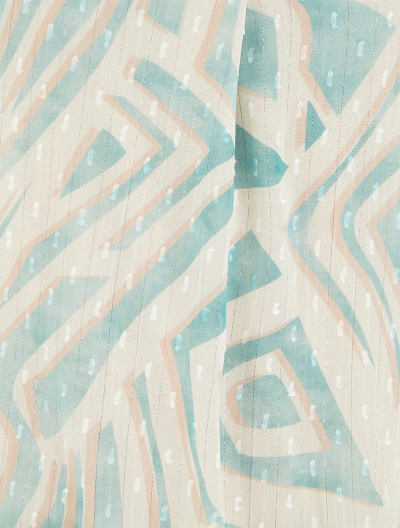 Top boule sans manches imprimé graphique - Turquoise