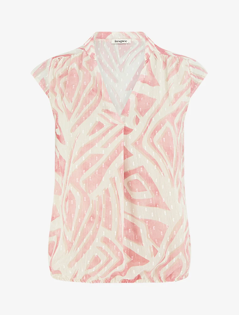 Top boule sans manches imprimé graphique - Rose