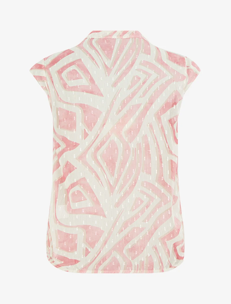 Top boule sans manches imprimé graphique - Rose