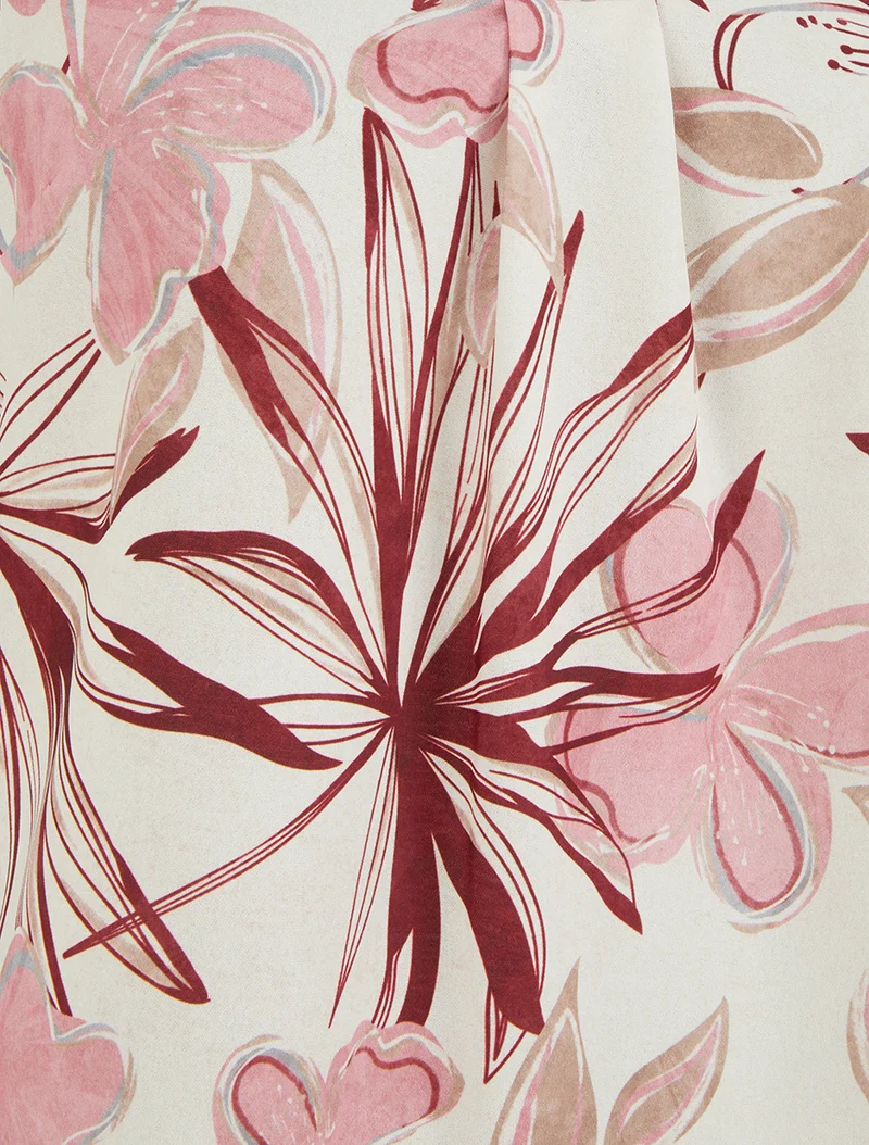 Top droit sans manches imprimé hibiscus - Rose
