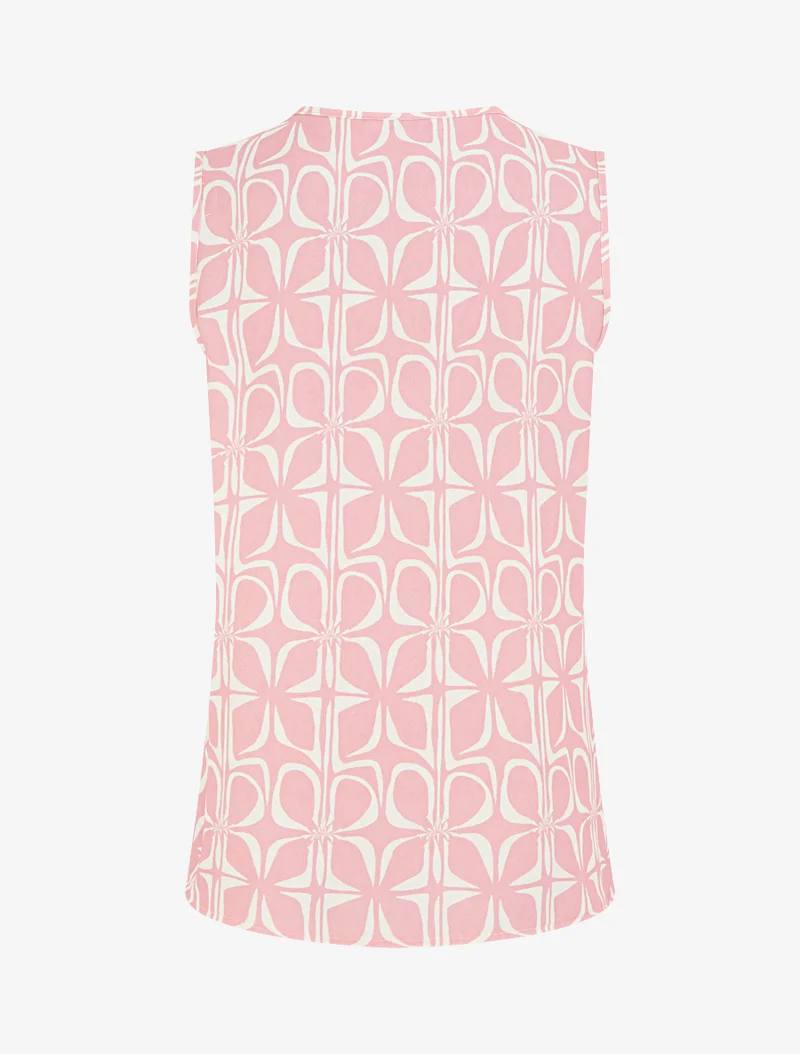 Top droit sans manches imprimé graphique - Rose