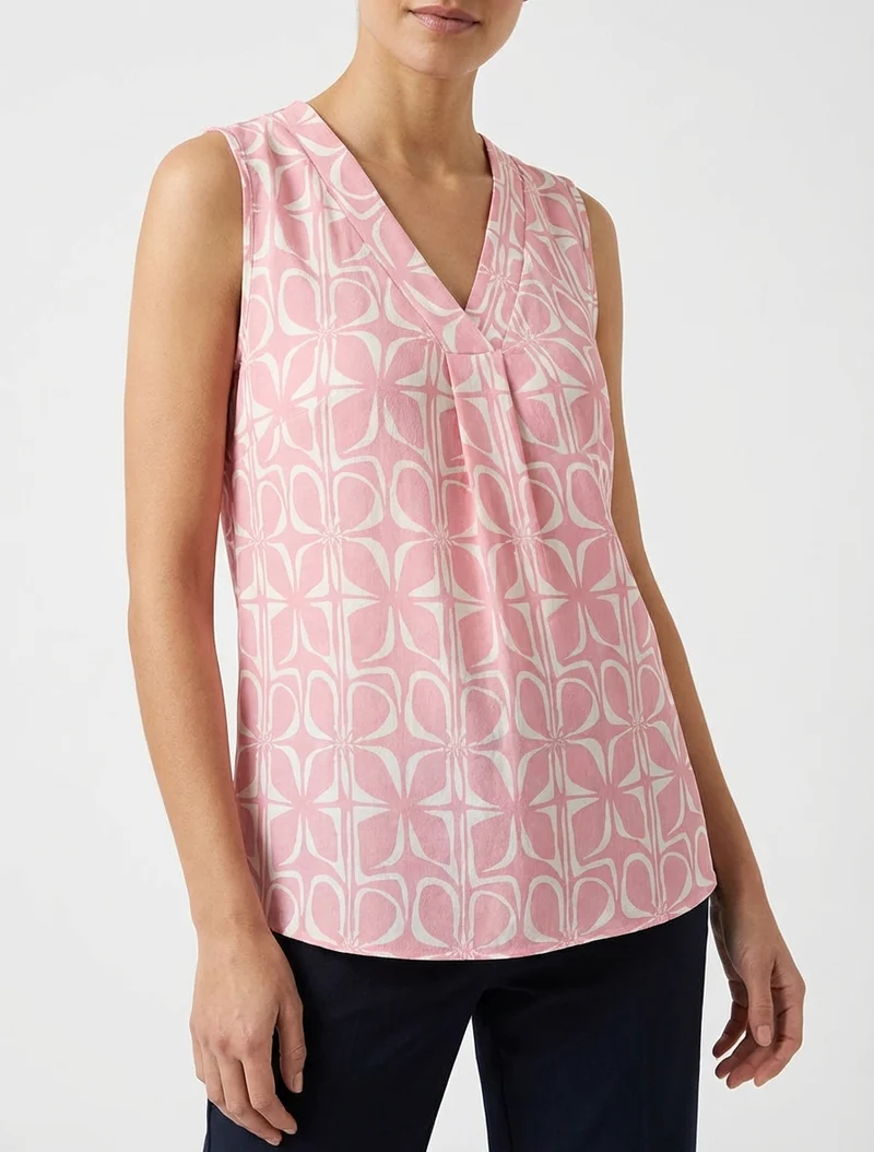 Top droit sans manches imprimé graphique - Rose