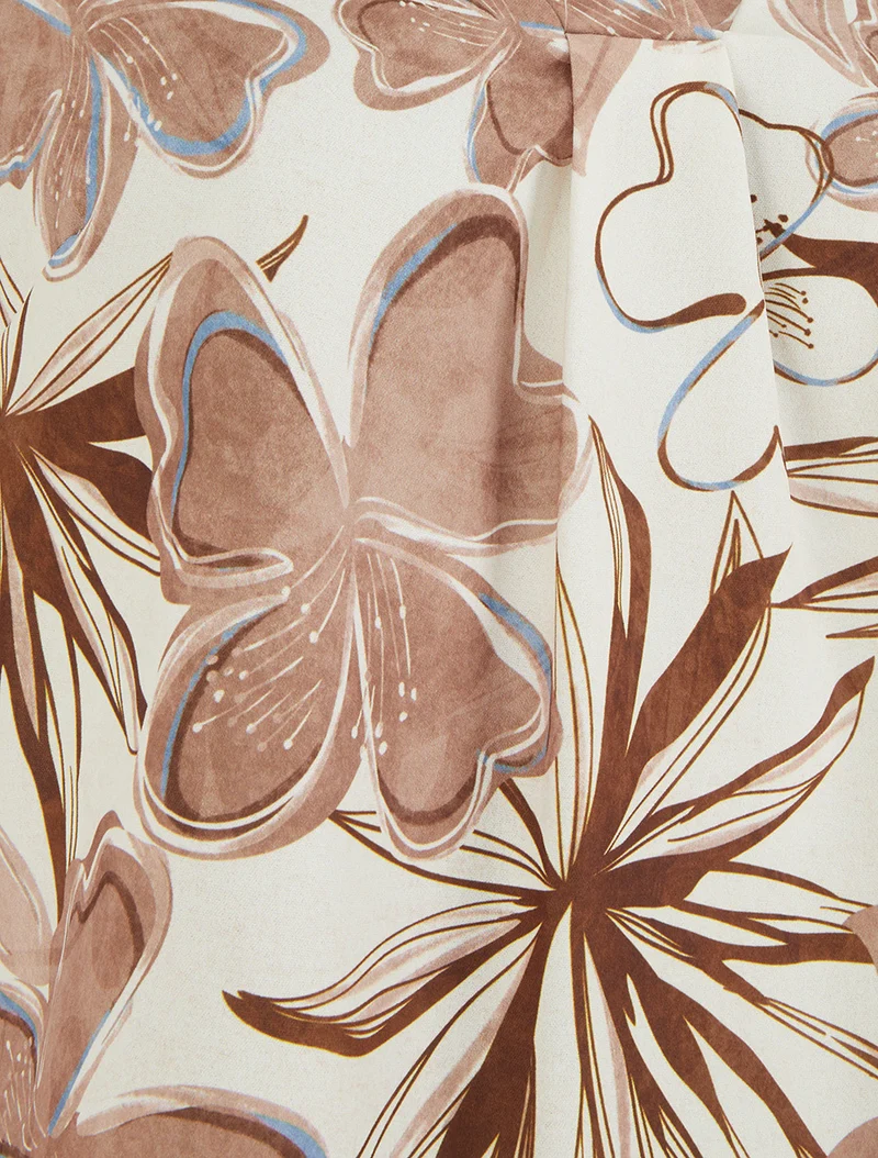 Top droit sans manches imprimé hibiscus - Marron