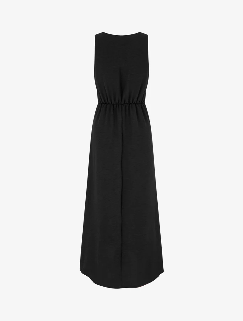 Robe longue à pans à nouer - Noir