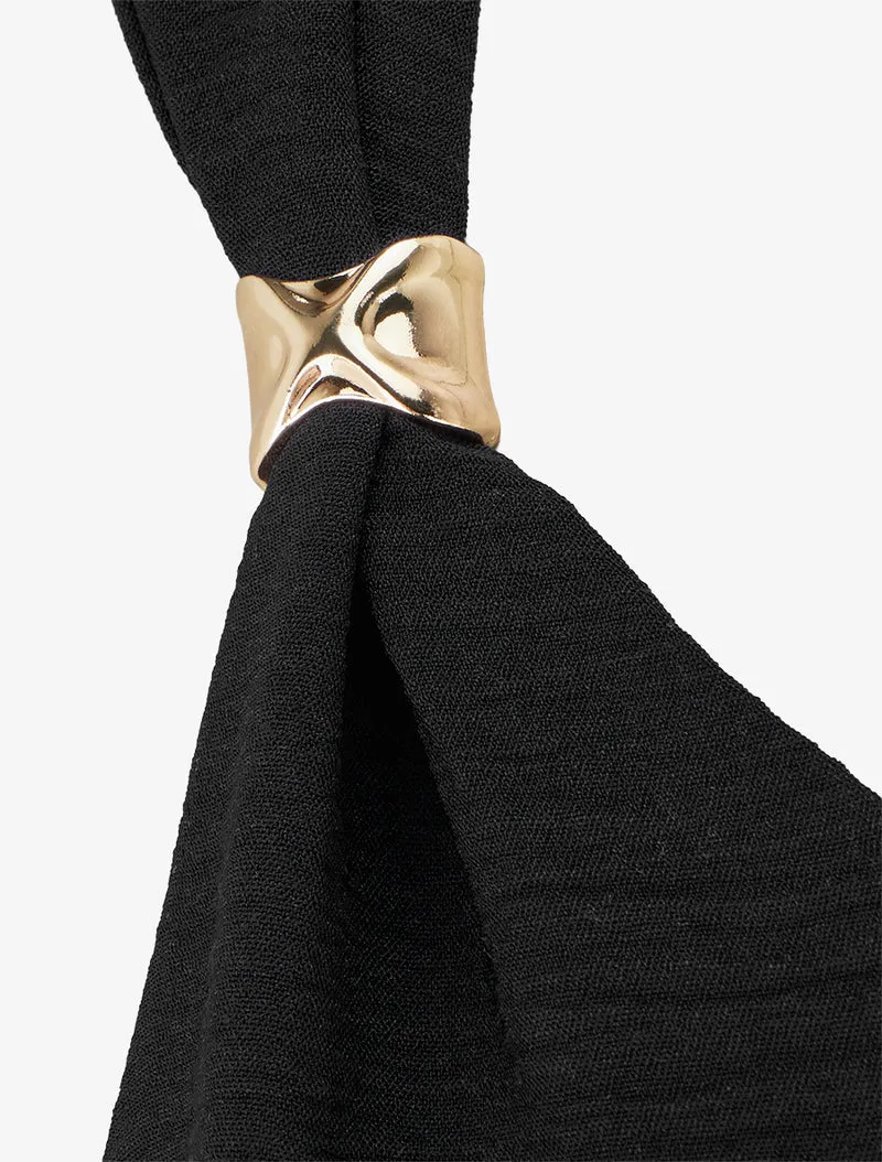 Robe longue à pans à nouer - Noir