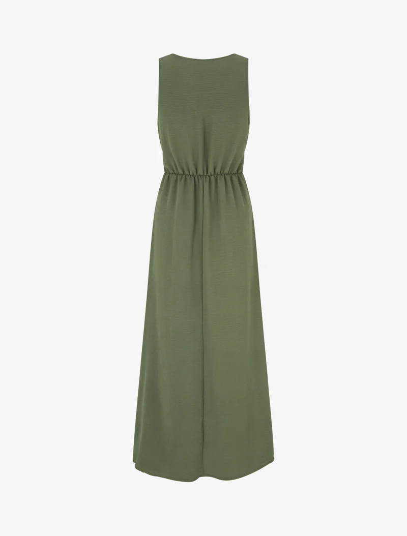 Robe longue à pans à nouer - Kaki