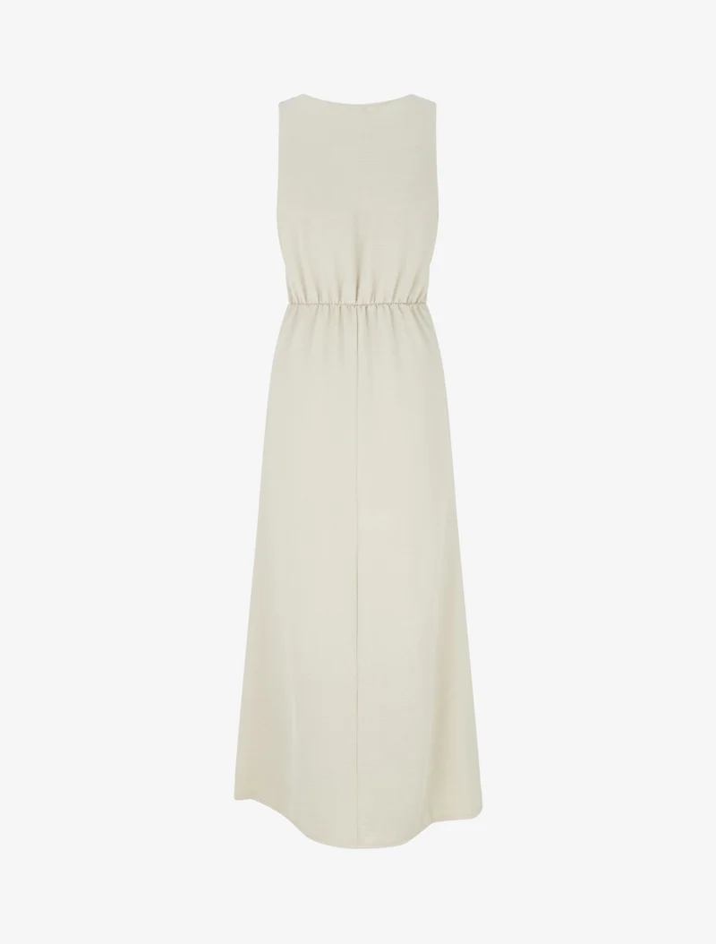 Robe longue à pans à nouer - Beige