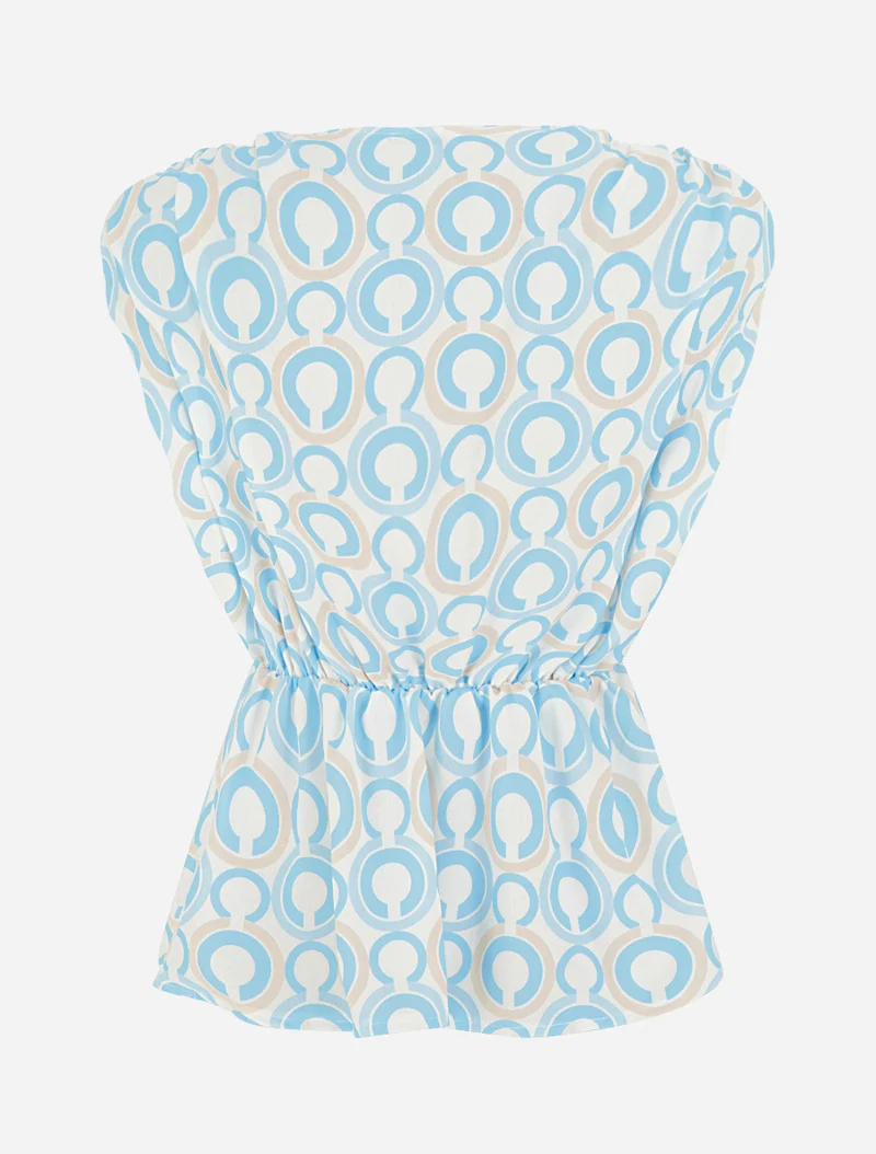 Top cintré sans manches imprimé graphique - Bleu ciel