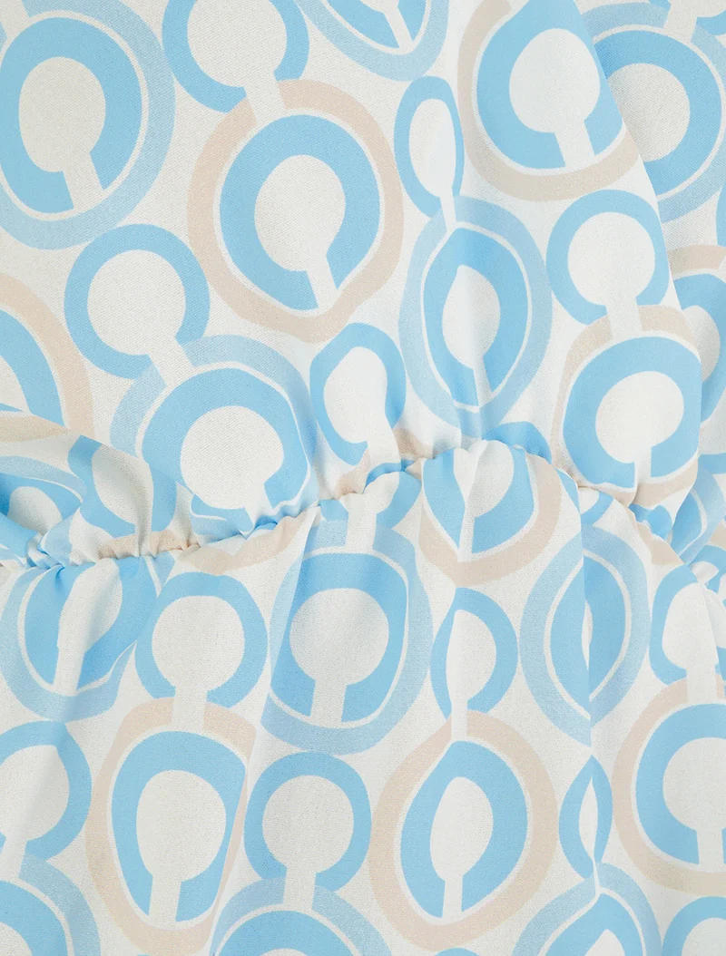 Top cintré sans manches imprimé graphique - Bleu ciel