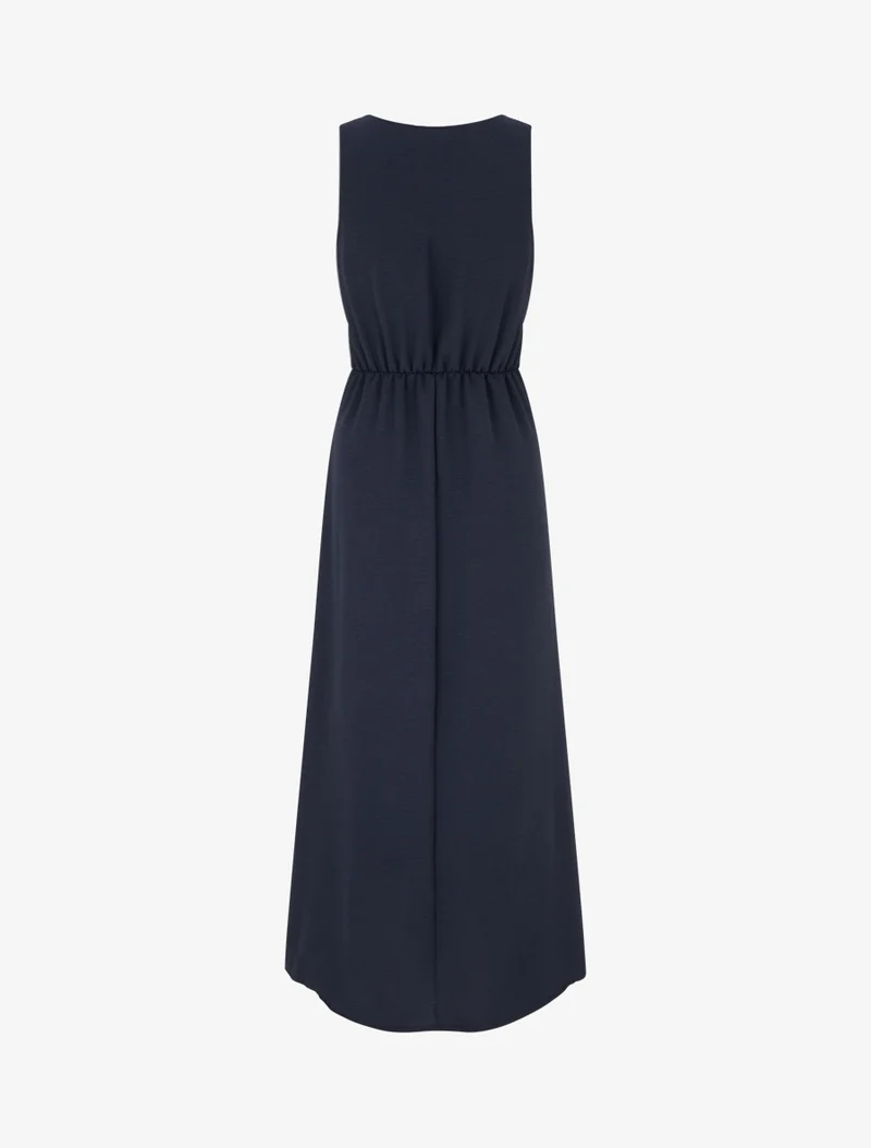Robe longue à pans à nouer - Bleu nuit