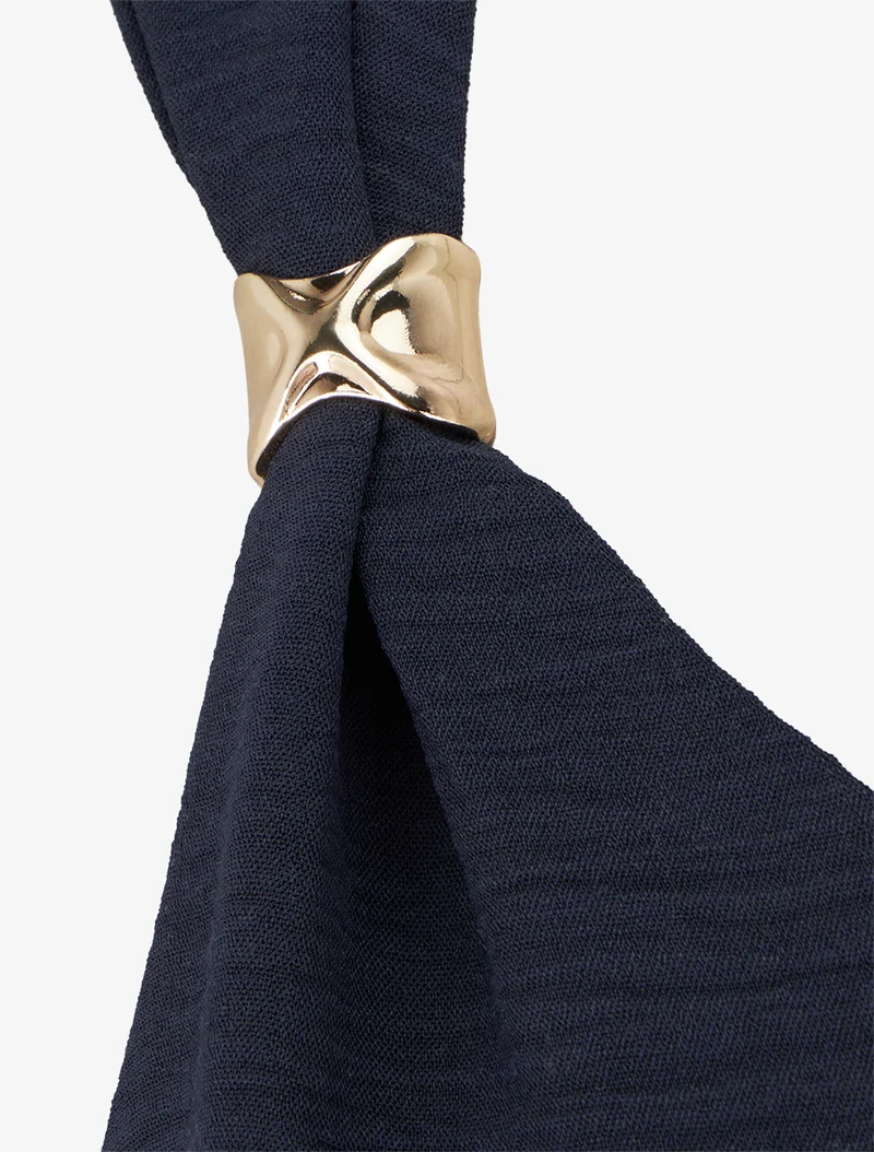 Robe longue à pans à nouer - Bleu nuit