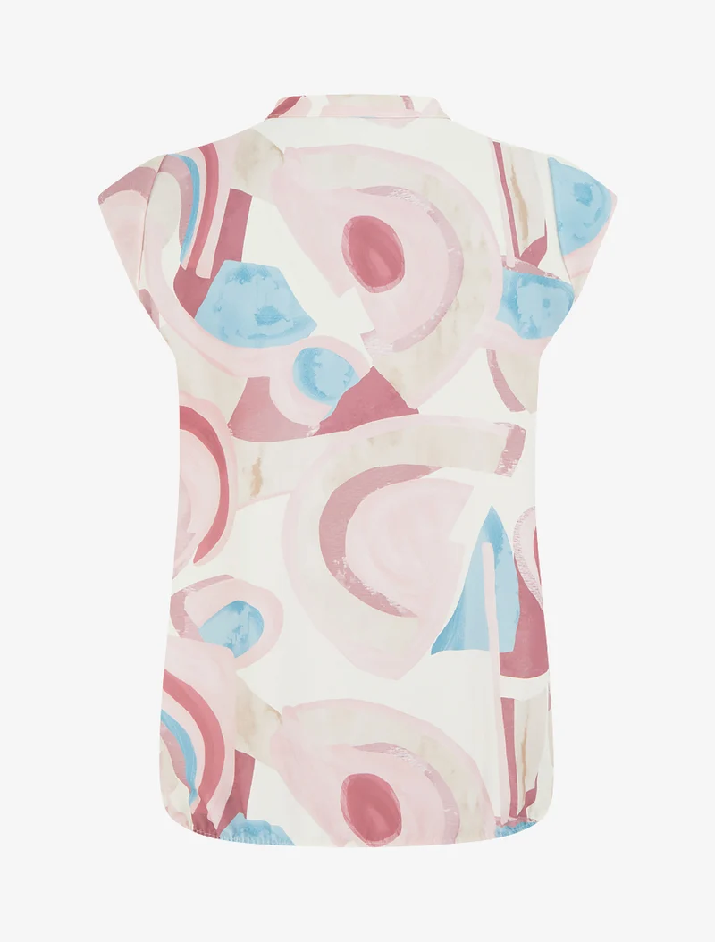 Top boule sans manches à imprimé graphique - Rose