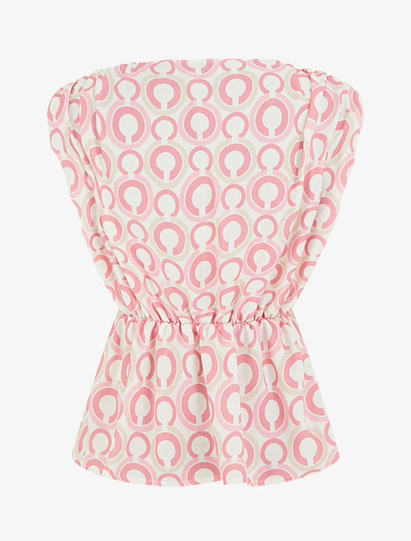 Top cintré sans manches imprimé graphique - Rose